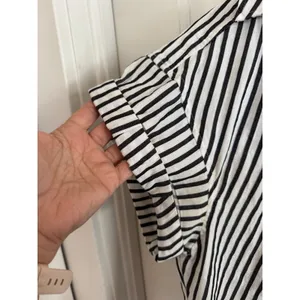 Frame striped linen blend shirred short sleeve top size medium thumbnail 5
