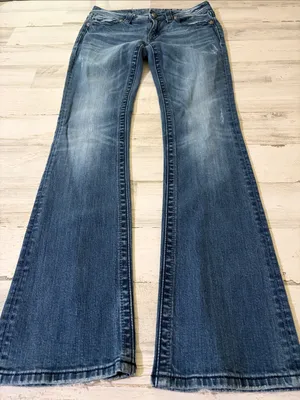 Miss Me Blue Denim Bootcut Jeans with Embellished Wing Pockets Size 29 thumbnail 1