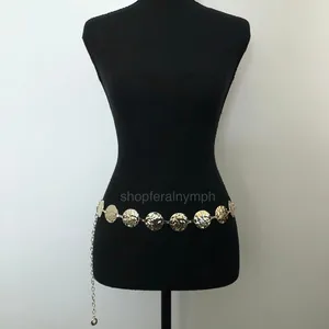 Y2K Boho Gold Hammered Disc Coin Chain Belt, Fits 24.5–42 Inches, X7GA1153 thumbnail 5