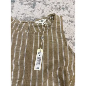 Max Studio London Striped Sleeveless Top Tan White M NWT thumbnail 4