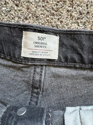 Levi's original 501 Black Frayed Hem High-Rise Denim Shorts thumbnail 4