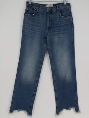 Free People Maggie‎ Mid Rise Button Fly Straight Leg Denim Jeans Blue Size 25 thumbnail 1