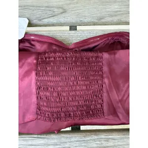 Altar'd State Burgundy Satin Strapless Bow Front Tube Top Size Medium thumbnail 9