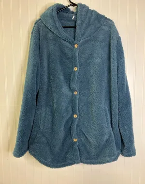 Fuzzy Women's Hooded Fleece Hoodie Blue Size XL thumbnail 1