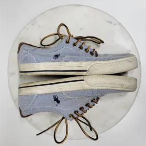 Polo Ralph Lauren Vaughn Boat Shoes Mens 9.5 Blue White Pinstriped Deck Sneakers thumbnail 3
