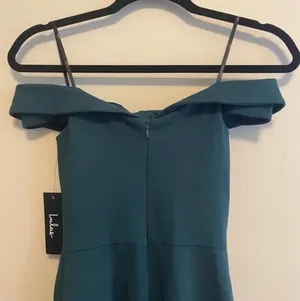 Lulu's Season of Fun Forest Green Off-the-Shoulder Skater Dress Size XS NEW thumbnail 8