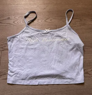 High Maintenance Graphic Cami Top Light Blue Y2K Cropped Tank with Bow Womens thumbnail 1
