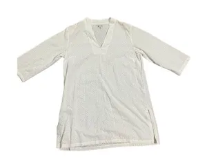 ‎Talbots Vneck white sheer cotton tunic medium thumbnail 1