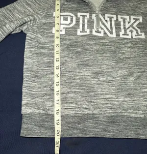 PINK Victoria’s Secret Gray Marled Quarter Zip Sweatshirt Small Y2K Varsity thumbnail 4