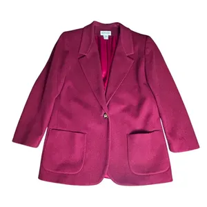 Lands End Vintage Wool‎ Cashmere Blazer Jacket Burgundy Women's Size 8 Petite thumbnail 1