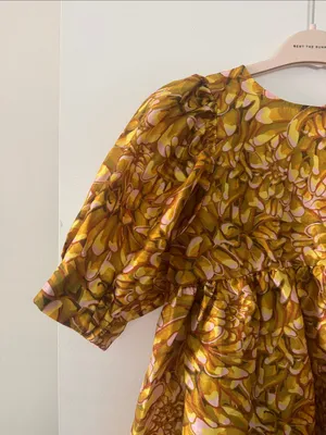 Kika Vargas for Target Women’s Puff-Sleeve Floral Print Dress in Mustard Yellow thumbnail 3
