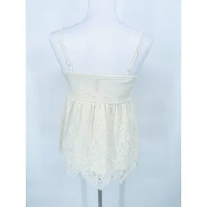 Babydoll Lace Ivory Tank Top‎ Y2K Size Medium Coquette Romantic Boho Festival thumbnail 4