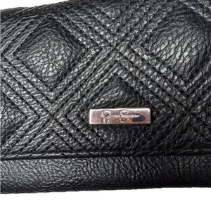 Jessica Simpson Black Quilted Leather Trifold Wallet with Logo Plaque thumbnail 2