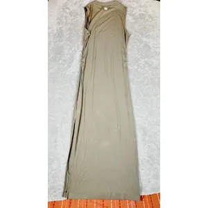 Vuori Pose Modern Maxi Dress Small Olive Green Ribbed Ruched Sleeveless Mock thumbnail 7