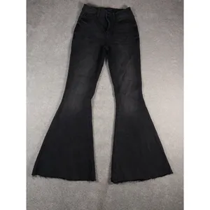 Judy Blue Super Flare Jeans Women's 3/26 Black Wash Distressed Frayed Hem thumbnail 2