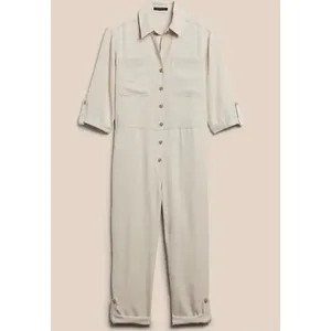 Banana Republic Women Beige‎ Utility Safari Boiler Suit Jumpsuit Roll Tab Sleeve thumbnail 4