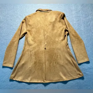 Love Tree Women’s Camel Faux Suede Trench Coat Size Medium No Belt thumbnail 6