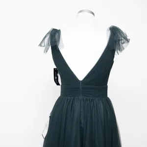 Betsy & Adam‎ - Hunter Green V-Neck Sleeveless Tulle Gown thumbnail 11