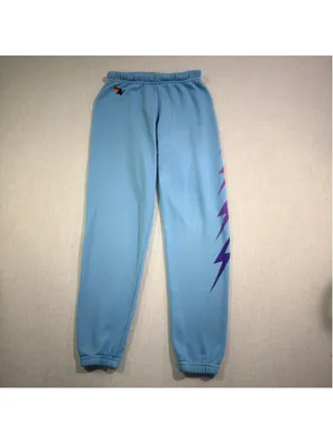 Aviator Nation Women’s XS Sky Blue Purple Bolt 4-Stripe Sweatpants Joggers thumbnail 3