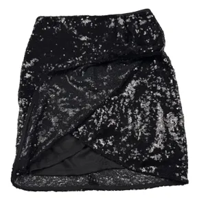 Altar'd State Black Sequin Skirt Size XS Lined Faux‎ Wrap Front Going Out Party thumbnail 3