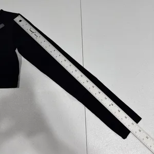 Zara Crop Top Crew Neck Pullover Stretch Long Sleeve Black Stretch Sz XS Stylish thumbnail 11