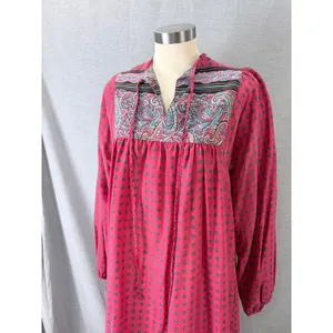 Vintage Robbie Bee Boho Paisley Midi Dress Red Festival Prairie‎ AS IS thumbnail 5