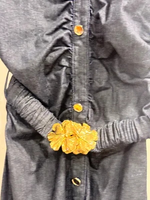 NWOT Zara Navy Blue Denim Button Front Sleeveless Midi Shirt Dress Gold Belt S thumbnail 6