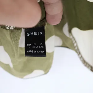SHEIN Olive Green Polka Dot Ruffle Strap Peplum Top Back Tie Large L 8/10 thumbnail 3