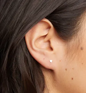 Gold Heart Stud Earrings thumbnail 1
