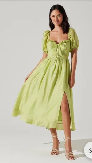 ASTR the Label Lunaria Pleated Bustier Midi Dress Celery thumbnail 1