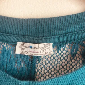 Free People Cool With It Lace Long Sleeve Top Teal Sheer Floral Mesh Size M thumbnail 9