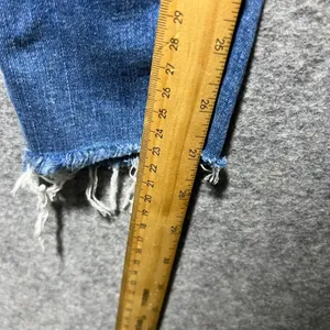 Levis Mile High Super Skinny Jeans 27 Medium Wash Distressed‎ Ripped Raw Hem thumbnail 3