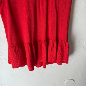 Knox Rose Size Large Boho Cottage Lace‎ Red Sleevless Babydoll Blouse Top thumbnail 3