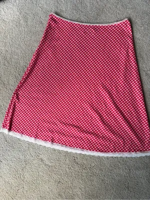 Princess Polly red and white red check gingham boho lace midi skirt size US 10 thumbnail 10