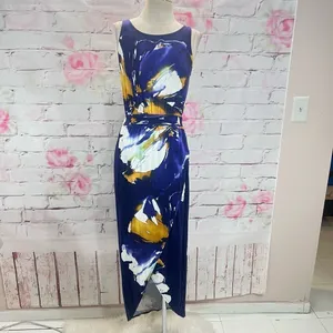 Weston Anthropologie sleeveless purple floral tulip hem maxi dress thumbnail 4