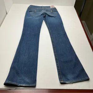 True Religion Becky Womens Size 27 Blue Denim Jean Distressed Low Rise *FLAWED‎ thumbnail 16
