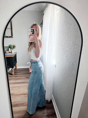 RISEN Light Wash Wide Leg Jeans Elastic Cinch Tie Waist Slouchy Various NEW thumbnail 9