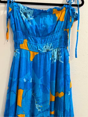 Hutch Anthropologie Size Medium Blue Floral Flynn Maxi Dress Resort Vacation thumbnail 6