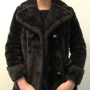 vintage sear’s brown/black fur pea coat thumbnail 5