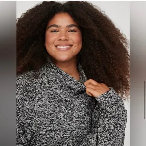 OFFLINE By Aerie Snowday Mock Neck Sweater Pullover Gray‎ Black Speckled XL thumbnail 2