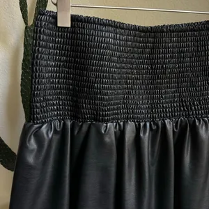 Black Faux Leather Smocked Mini Skirt thumbnail 3
