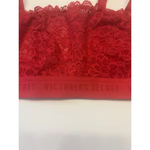 Victoria's Secret‎ Bralette Women Medium Red Lace Logo Band Unlined Wireless NEW thumbnail 7