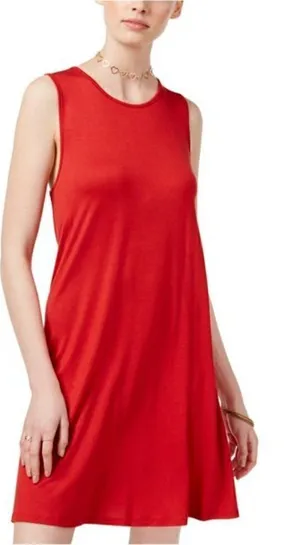 One‎ Clothing Women's Swing Shift Dress Red Sleeveless Mini Stretch Rayon CR4615 thumbnail 1
