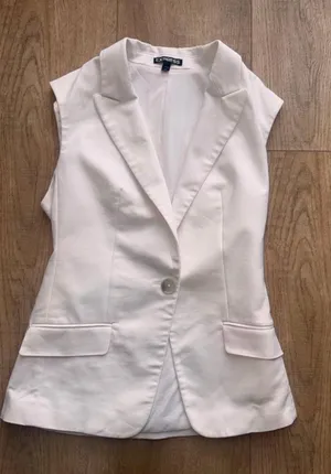 Express Sleeveless Blazer Vest in White thumbnail 1
