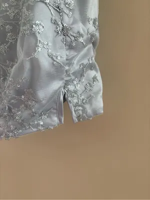 Lulus Blissful Blossoms Silver Sequin Backless Mini Dress Size Small Cocktail thumbnail 10