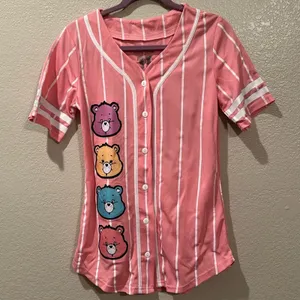 NWOT Care Bears 80’s Pink Baseball Jersey Sz M thumbnail 1