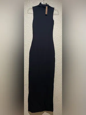 SKIMS NWT Onyx Black Sleeveless Mock Neck Maxi Dress Size XS thumbnail 3
