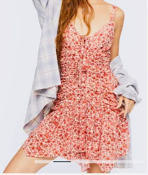 Forever 21 NWT Chiffon Floral Print Handkerchief Mini Dress size large thumbnail 8