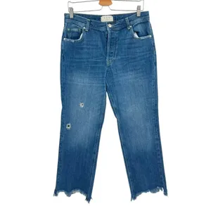 Free People Maggie Straight Jeans‎ Sequoia Blue Denim Size 28 thumbnail 3