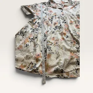 Entro Womens XL Floral Leopard Print Babydoll Shirt Dress Cream D18761P thumbnail 7